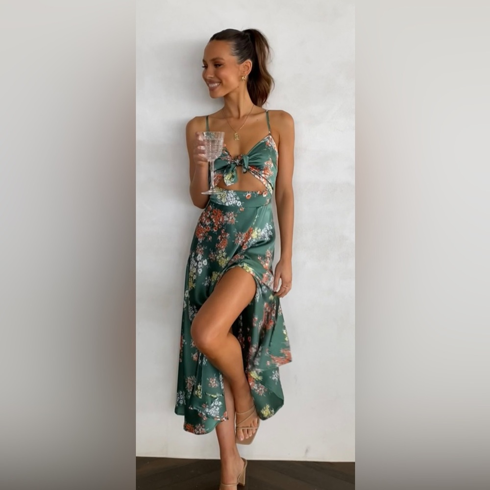 Billy J Dreamers Midi Dress- Green Floral